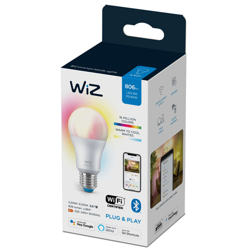 Philips WiZ A60 Smart LED Glühbirne E27 – 16 Mio. Farben, WLAN, dimmbar