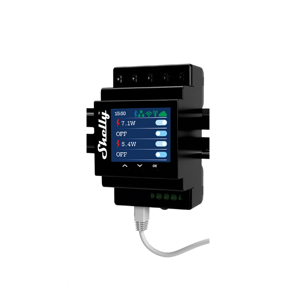 Shelly 4‑Kanal Smart‑Relais mit Leistungsmessung Pro 4PM (DIN‑Schiene)