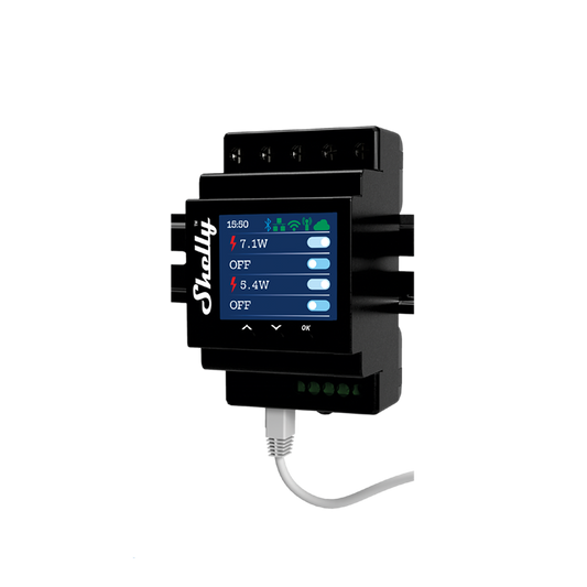Shelly 4‑Kanal Smart‑Relais mit Leistungsmessung Pro 4PM (DIN‑Schiene)
