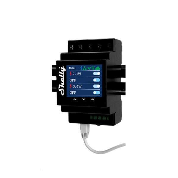 Shelly 4‑Kanal Smart‑Relais mit Leistungsmessung Pro 4PM (DIN‑Schiene)