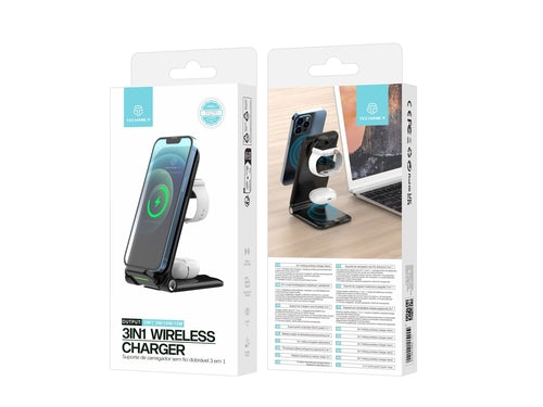 Techancy 3-in-1 Wireless Charger 15W – Faltbare Ladestation für Smartphone, Watch & Kopfhörer